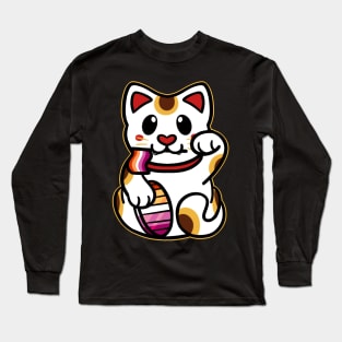 LGBTQ+ Pride Lucky Cat - Lesbian Long Sleeve T-Shirt